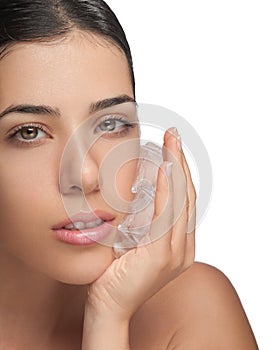 Antiaging Ice on Girl Face