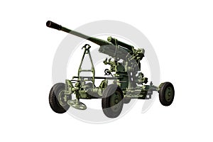 Antiaircraft gun on white background