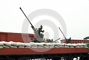 Antiaircraft installations on railway platforms