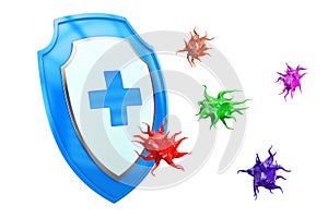Antibacterial or anti virus shield, health protect concept. 3D photo