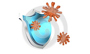 Antibacterial or anti virus shield, health protect concept. 3D rendering photo