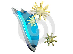 Antibacterial or anti virus shield, health protect concept. 3D rendering photo