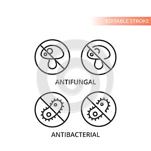 Antibacterial and antifungal line vector icon photo