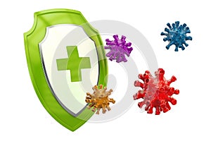 Antibacterial or antivirus shield, healthcare concept. 3D render