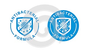 Antibacterial formula stamp, shield with crossed bacteries