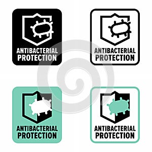 `Antibacterial Protection` antimicrobial coat defense information sign photo