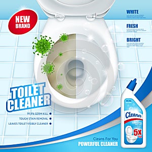 Antibacterial Toilet Cleaner AD Poster