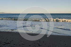 Antibes beach with sunset light