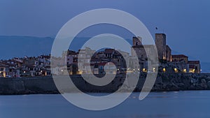 Antibes, France, Timelapse - The city of Antibes from day to night