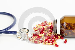 Antibiotic drug capsule with stethoscope