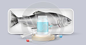 Antibiotic drugs for fish production flat vector
