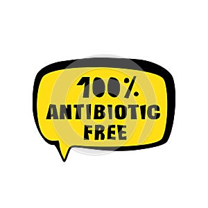 Antibiotic Free Text, No antibiotics Lettering in Bubble Speech