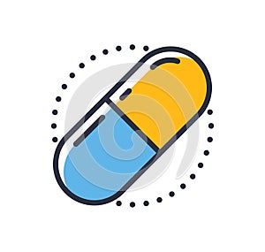 Antibiotic pill icon. Medical drugs isolated on white background. Design elements, colored. Element for mobile concepts and web