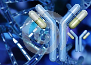 Antibody, immunoglobulins and DNA helix photo