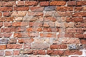 Antic brick texture on the wall of an old Turaida castle in Latvia.