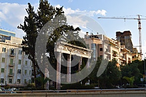 Antic marble columns and capital remnant in Beirut, Lebanon