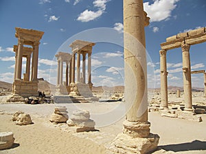 Antic ruins in desert