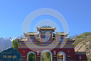 Anticent traditional architecture of Mati Temple in Zhangye Gansu China. Chinese translation : Mati temple