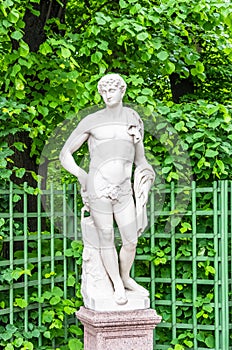 Anticient statue in Summer garden in Saint-Petersburg