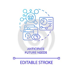 Anticipate future needs blue gradient concept icon