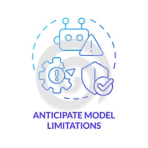 Anticipate model limitations blue gradient concept icon