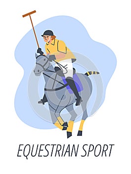 Anticipative polo sport scene vector illustration