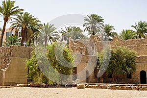 Antick ruins of Aqaba Fortress walls, or Aqaba Castle, Mamluk Castle, Jordan. Fortress was built by Crusaders photo