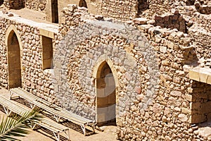 Antick ruins of Aqaba Fortress walls, or Aqaba Castle, Mamluk Castle, Jordan. Fortress was built by Crusaders photo