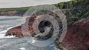 Anticlinal fold in sedimentary rock geology at eden in nsw, australia