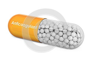 Anticoagulant Drug, capsule with anticoagulant. 3D rendering photo