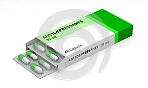 Antidepressant medicine drugs box photo