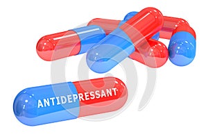 Antidepressant pills 3D rendering