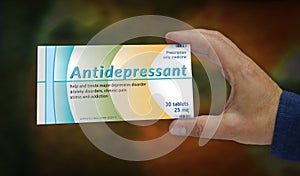 Antidepressant tablets pack 3d illustration