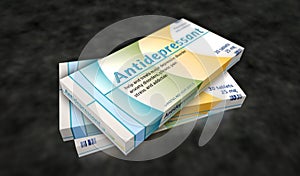 Antidepressant tablets pack 3d illustration