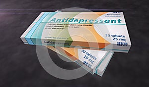 Antidepressant tablets pack 3d illustration