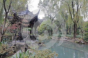 Antient pavilion in the pool garden in wuhouci temple, adobe rgb