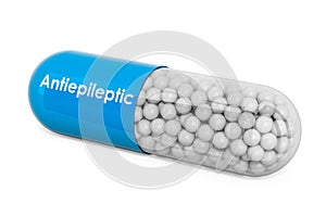 Antiepileptic Drug, capsule with antiepileptic. 3D rendering photo