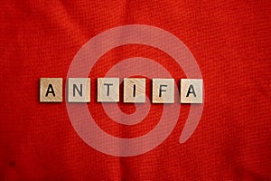 ANTIFA concept with wooden tile letters