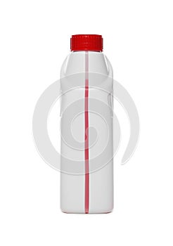 Antifreeze in plastic bottle isolated on white