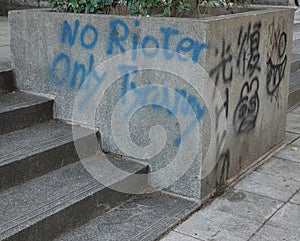 Antigovernment slogans sprayed all over Hong Kong