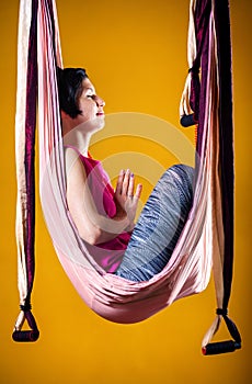 Antigravity yoga in hammock