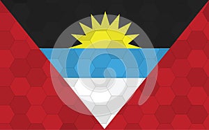 Antigua and Barbuda flag illustration. Futuristic Antiguan and Barbudan flag graphic with abstract hexagon background vector.