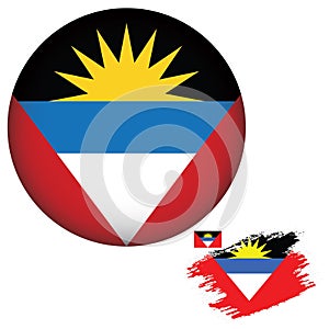 Antigua and Barbuda Flag Round Shape Vector