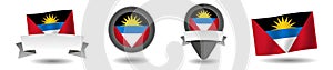 Antigua and barbuda flag vector collection. Pointers, flags and banners flat icon. Vector state signs illustration.