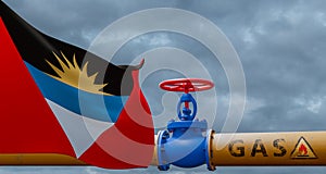 Antigua and Barbuda gas, valve on the main gas pipeline Antigua and Barbuda, Pipeline with flag Antigua and Barbuda, Pipes of gas