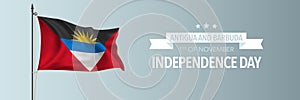 Antigua and Barbuda happy independence day greeting card, banner vector illustration