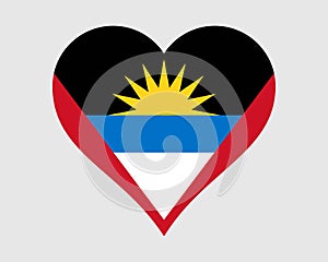 Antigua and Barbuda Heart Flag. Antiguan and Barbudan Love Shape Country Nation National Flag. Antigua and Barbuda Banner Icon Sig