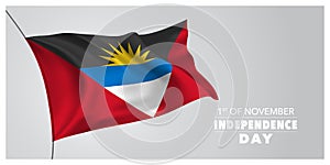 Antigua and Barbuda independence day greeting card, banner, horizontal vector illustration