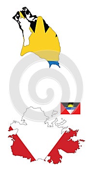 Antigua and Barbuda map and flag