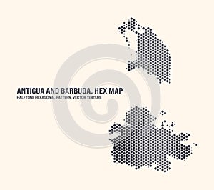 Antigua and Barbuda Map Vector Hexagonal Halftone Pattern On Light Background photo